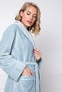 Bathrobe, long sleeves, pockets, shawl collar, chevron pattern